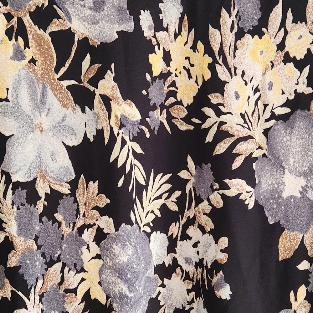 Alyn Paige navy blue, bluish pewter, offwhite floral sleeveless dress Size 7/8 - Picture 5 of 7